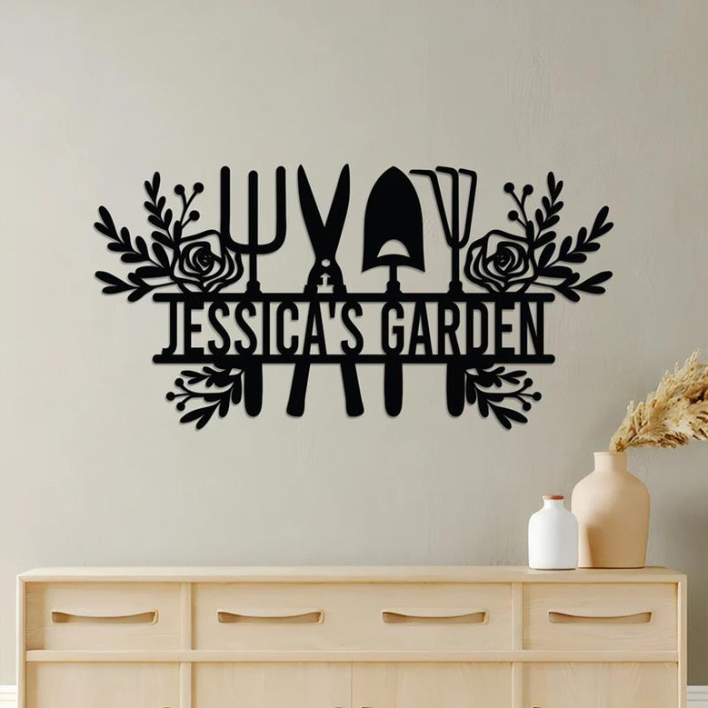 Garden Custom Monogram Metal Art Gift For Gardening Lovers