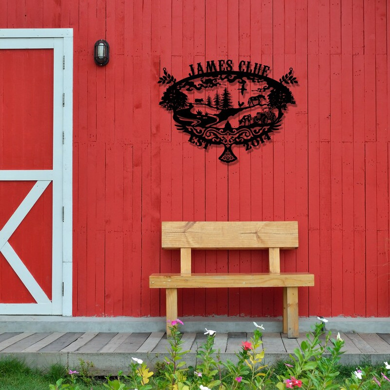 Custom Metal Farmhouse Sign, Custom Unique Family Gift, Personalized Ranch Metal Entry Wall Art