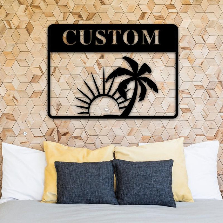 Custom Wall Sign,Sunset.Beach, Housewarming Gift,Beach house, Custom Metal Sign,Outdoor Metal Sign, fishing camp, Sun,Sign,home decor, name