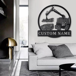 Personalized Logging Lumber Harvester Monogram Metal Sign Art | Custom Logging Lumber Metal Wall Art | Outdoor Metal Sign , Job Gift