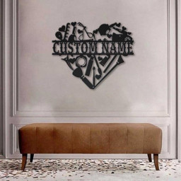 Personalized Makeup Room Monogram Metal Sign Art | Custom Makeup Room Monogram Metal Sign