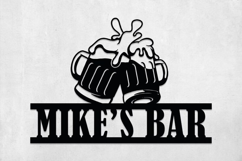 Custom Metal Bar Sign, Beer Mug Wall Art, Personalized Bar Sign for Home Bar Decor, Pub Sign
