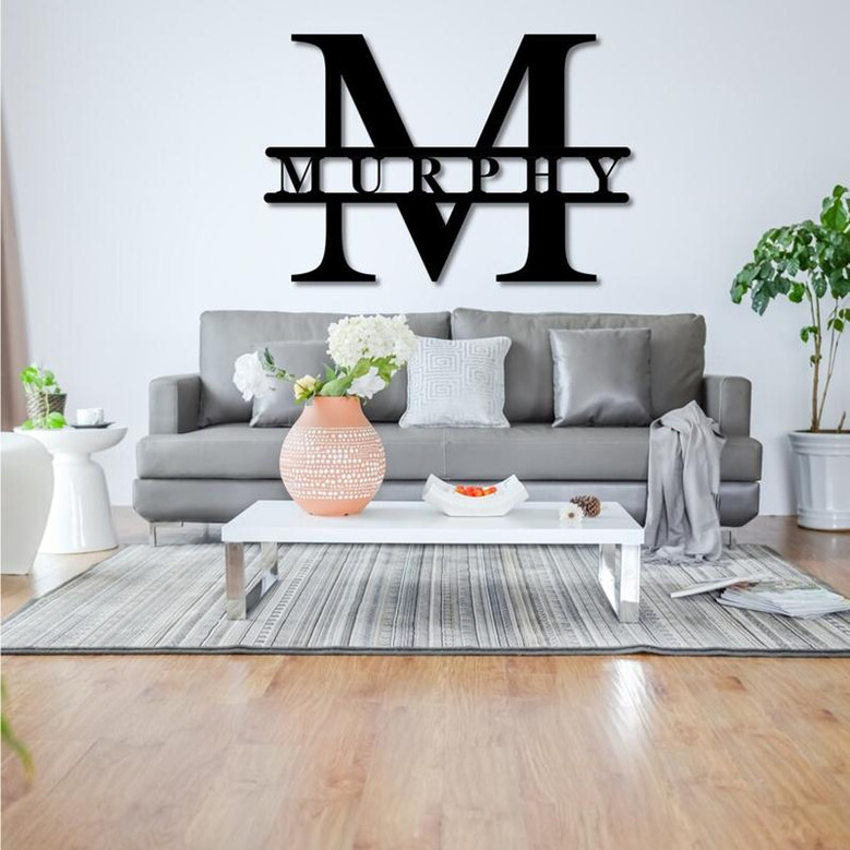 Metal Monogram Family Name Sign, Last Name Sign, Door Hanger, Metal Wall Art, Personalized Metal Name Sign, Front Porch Sign for Home