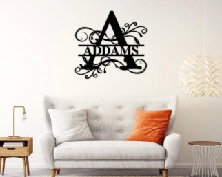 Split Letter Monogram-Metal Sign-Door Hanger-Family Name Sign-Door Hanger-Housewarming Gift-Wedding Gift-Metal Monogram Sign-Last Name Sign