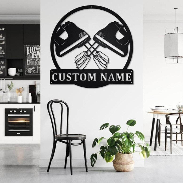 Custom Hand Mixer Baking Metal Wall Art, Personalized Baking Shop Name Sign Decoration For Room, Baking Home Decor, Custom Baking Shop