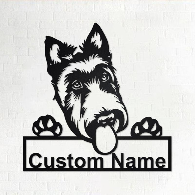 Custom Scottish Terrier Dog Metal Wall Art, Personalized Scottish Terrier Dog Name Sign Decoration For Room, Scottish Terrier Dog Home Decor