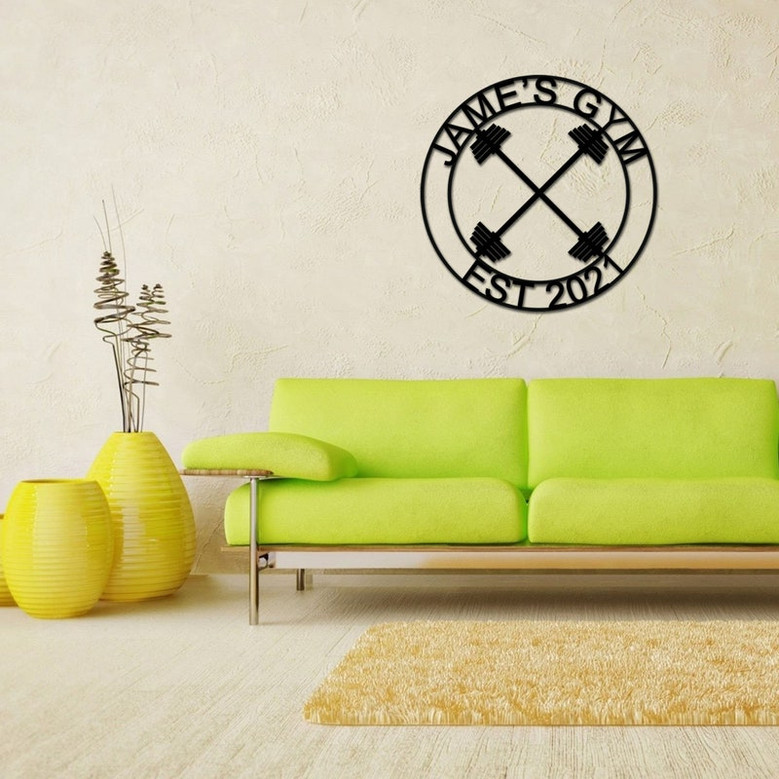 Personalized Gym Sign, Gym Name Sign, Home Gym Sign, Cross Fit Sign, Custom Weight Name Sign, Metal Wall Art, Barbell Sign, Outdoor Gym Sign