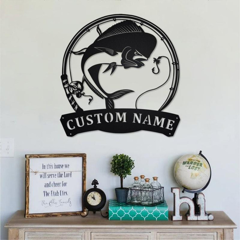 Personalized Mahi-Mahi Fish Metal Sign | Fishing Metal Wall Art | Fishing Metal wall Decor | Fishing Lover | Custom Fishing | Fishman