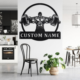 Custom Powerlifting Man Metal Wall Art, Personalized Powerlifting Name Sign Decoration For Room, Powerlifting Metal Home Decor, Powerlifting
