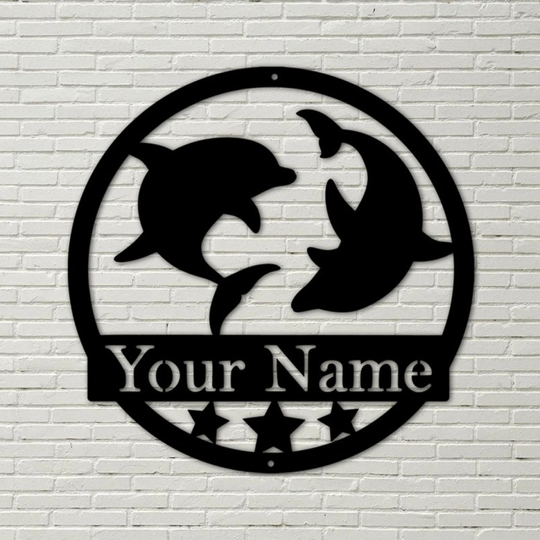 Metal Dolphin Sign, Personalized Metal Sign, Lake House Sign - Beach Home Decor home decor, beach house sign, personal dolphin, dolphin sign