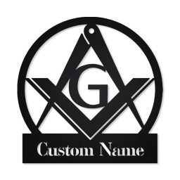 Masonic Freemasonry Monogram Metal Wall Sign Masonic Metal Wall Art Farmhouse Decor Office Wall Art Housewarming Outdoor Metal Sign