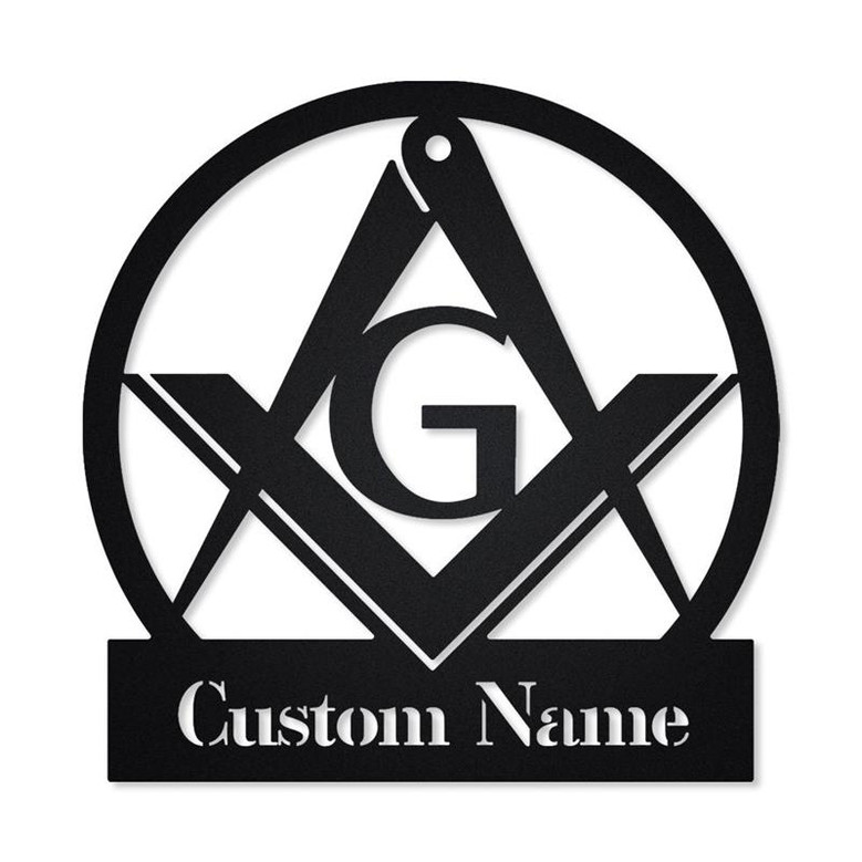 Masonic Freemasonry Monogram Metal Wall Sign Masonic Metal Wall Art Farmhouse Decor Office Wall Art Housewarming Outdoor Metal Sign