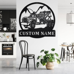 Custom Tow Truck Metal Wall Art, Personalized Tow Truck Name Sign Decoration For Room, Tow Truck Metal Home Decor, Custom Tow Truck