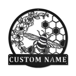 Personalized Honey Bee Monogram Metal Sign | Custom Honey Bee Metal Sign | Hobbie Gifts | Birthday Gift