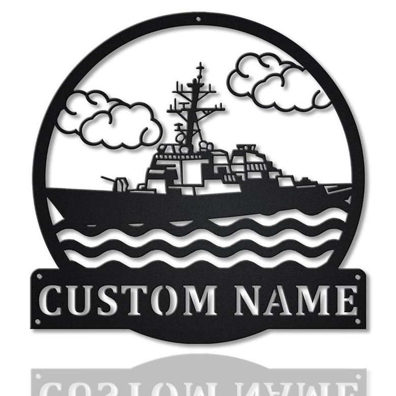 Personalized Destroyer Ship Monogram Metal Sign Art | Custom Destroyer Ship Metal Sign | Destroyer Ship Gifts Funny