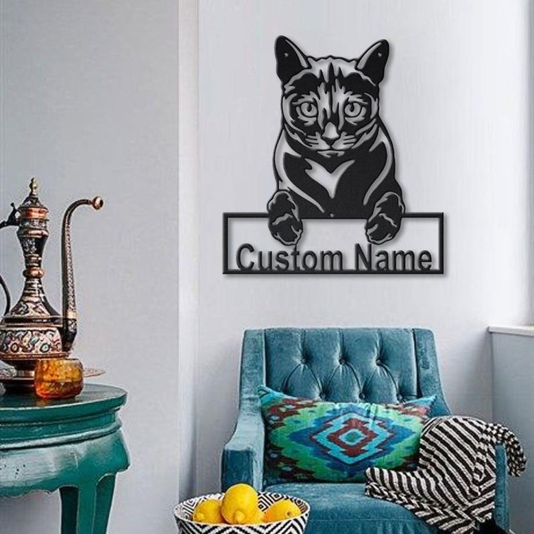Personalized Russian Blue Cat Metal Sign Art | Custom Russian Blue Cat Metal Sign | Animal Gift | Pets Gift | Birthday Gift