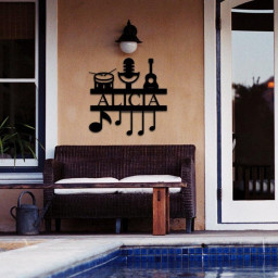 Custom Metal Sign, wall hanging, music sign, music, custom name sign, custom home decor, personalized,birthday gift,music notes,Musician,art