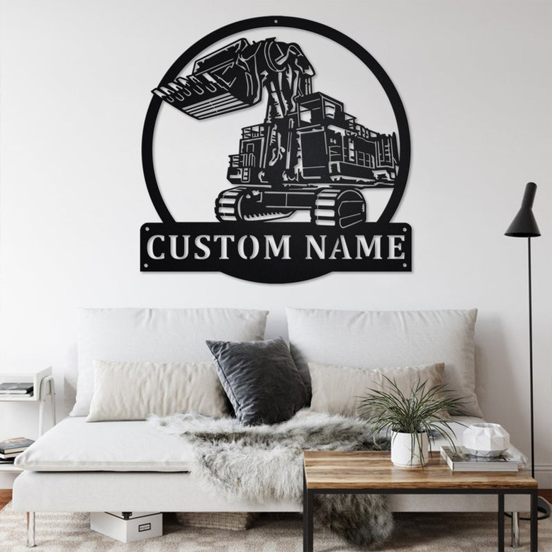 Custom Excavator Construction Metal Wall Art, Personalized Excavator Name Sign Decoration For Room, Excavator Home Decor, Custom Excavator