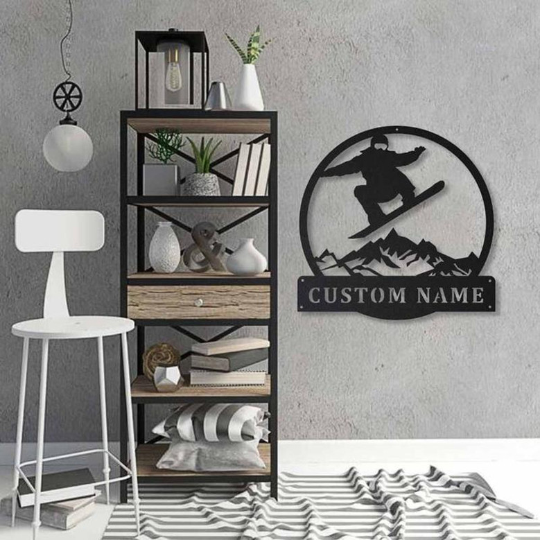 Personalized Snowboarding Metal Sign Art , Custom Snowboarding Metal Sign, Snowboarding Lover Sign Decoration For Living Room