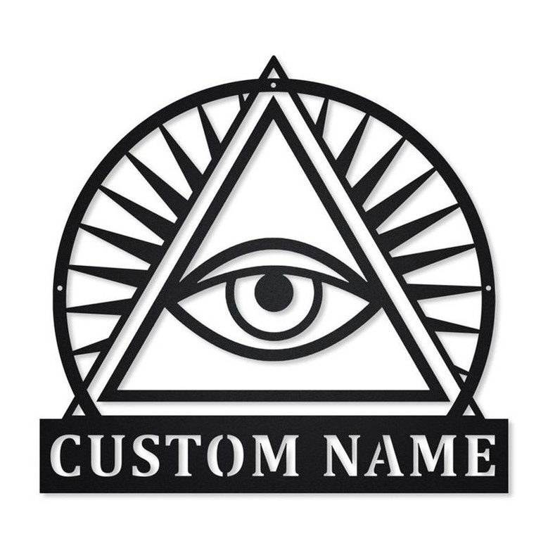 Personalized Illuminati Monogram Metal Sign Art , Custom Illuminati Metal Sign, Illuminati Lover Sign Decoration For Living Room