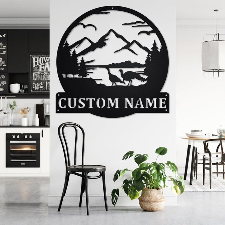 Custom Great Outdoors Turkey Metal Wall Art, Personalized Turkey Name Sign Decoration For Room, Turkey Home Decor, Custom Turkey, Turkey