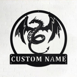 Custom Dragon Metal Wall Art, Personalized Dragon Name Sign Decoration For Room