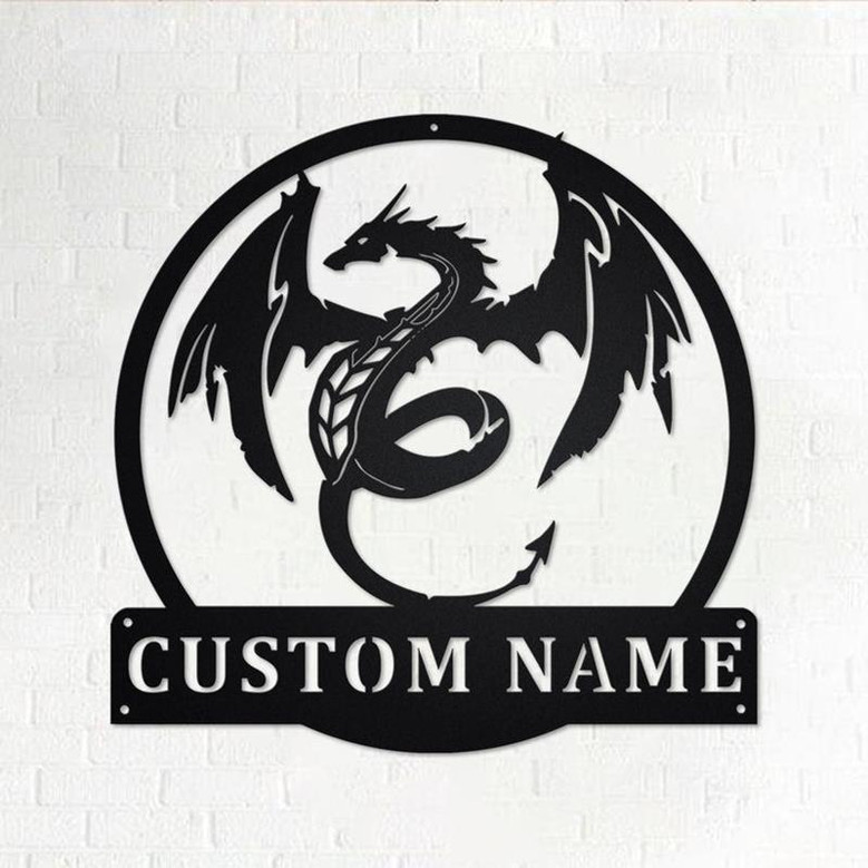 Custom Dragon Metal Wall Art, Personalized Dragon Name Sign Decoration For Room