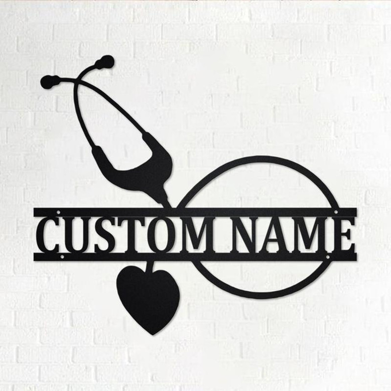 Custom Nurse Metal Wall Art , Personalized Medical Name Sign Decoration For Room, Doctor Outdoor Home Decor Gift RN LPN Angel, Custom Nurse