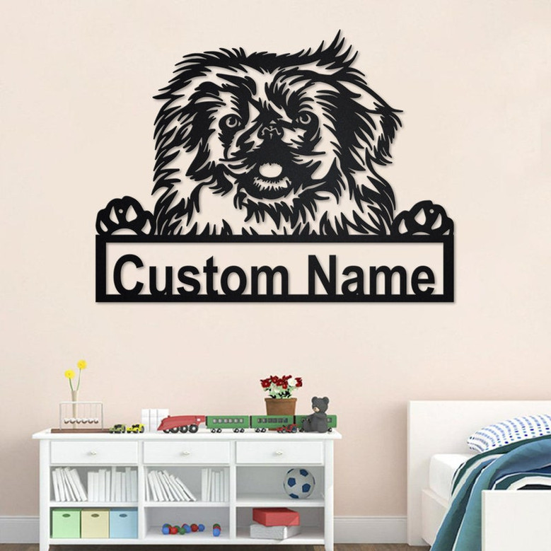 Custom Pekingese Dog Metal Wall Art, Personalized Pekingese Name Sign Decoration For Room, Pekingese Home Decor, Custom Dog, Pekingese Dog