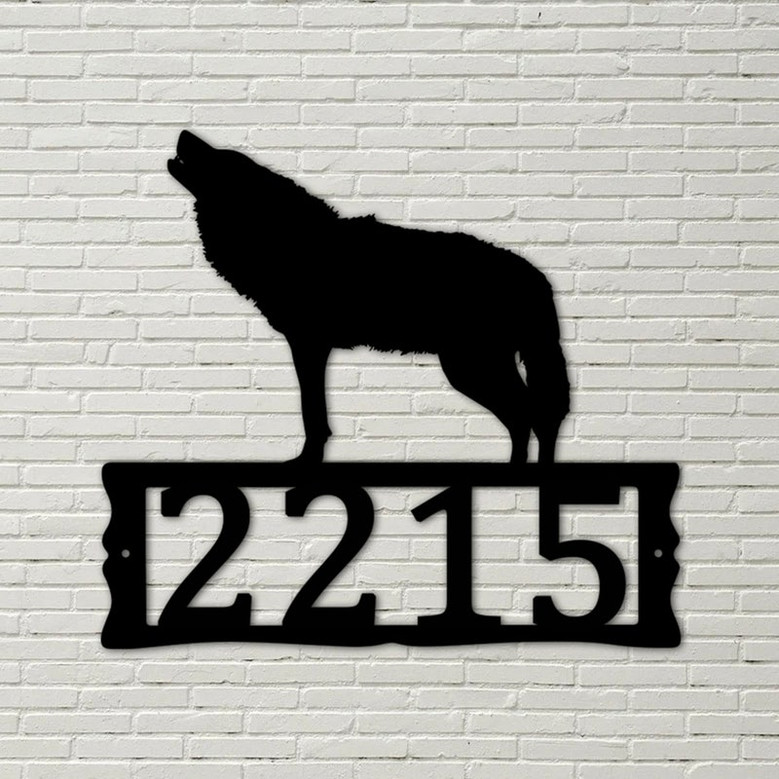 Wolf Metal Address Plaque for House, Address Number, Metal Address Sign, House Numbers, Front Porch Address
