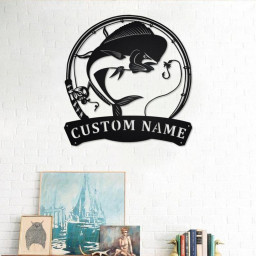 Personalized Mahi-Mahi Fish Metal Sign | Fishing Metal Wall Art | Fishing Metal wall Decor | Fishing Lover | Custom Fishing | Fishman