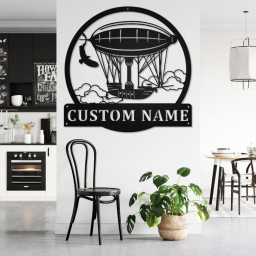 Custom Steampunk Blimp Ship Metal Wall Art, Personalized Steampunk Blimp Ship Name Sign Decoration For Room, Steampunk Blimp Ship Home Decor