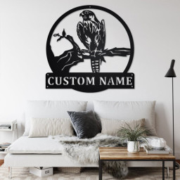 Custom Falcon Bird Metal Wall Art, Personalized Falcon Bird Name Sign Decoration For Room, Falcon Bird Home Decor, Custom Falcon Bird
