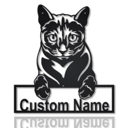 Personalized Russian Blue Cat Metal Sign Art, Custom Russian Blue Cat Metal Sign