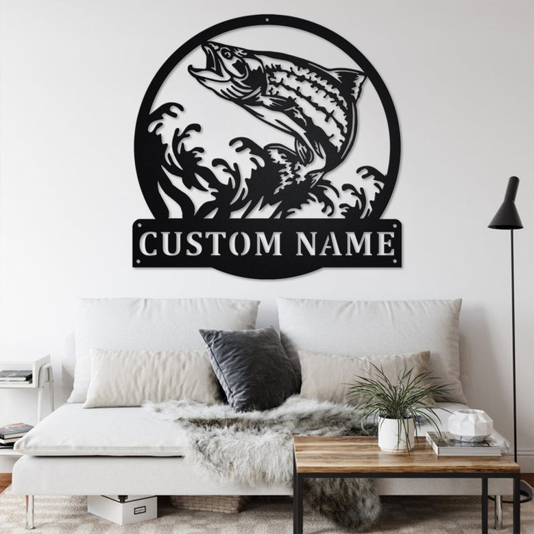 Custom Trout Fish Metal Wall Art, Personalized Trout Fish Name Sign Decoration For Room, Trout Fishing Home Decor, Custom Trout Fish