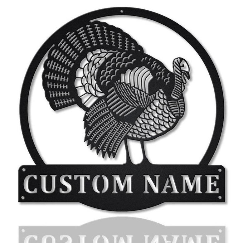 Personalized Turkey Bird Monogram Metal Sign, Custom Turkey Bird Metal Sign