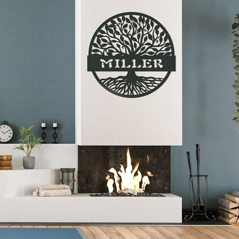 Custom Tree of Life Monogram Metal Sign, Personalized Family Name Tree Of Life, Housewarming Gift