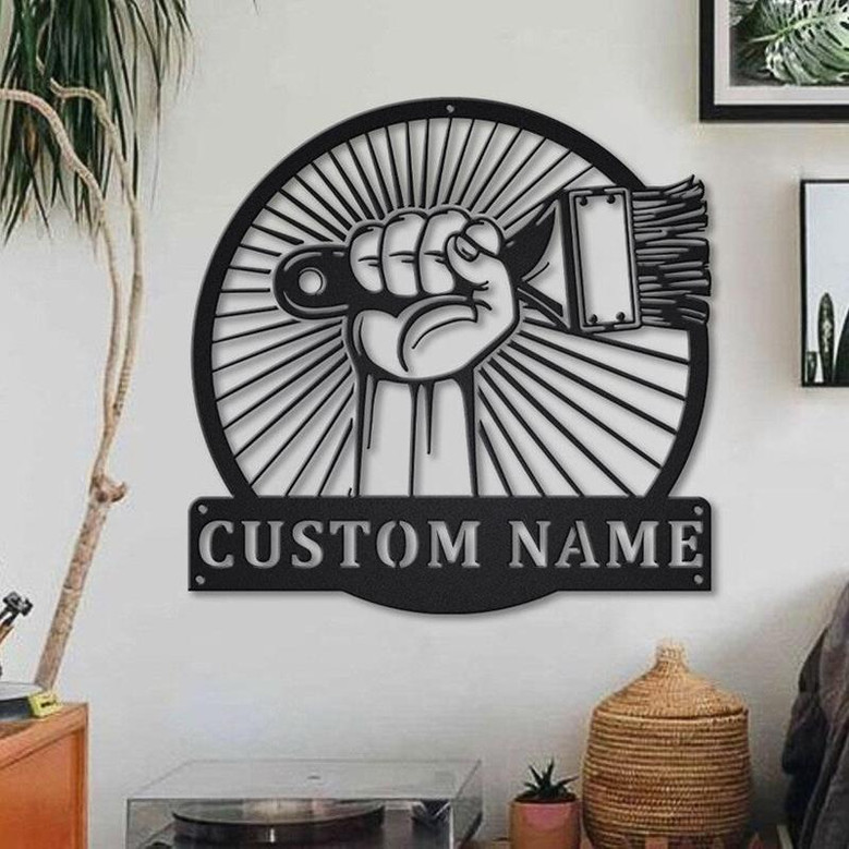 Personalized Paint Brush Painter Metal Sign Art | Custom Paint Brush Painter Monogram Metal Sign | Job Gift | Home Decoration