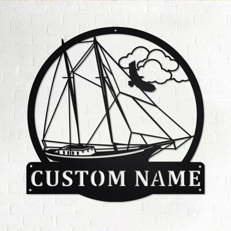 Custom Schooner Ship Metal Wall Art, Personalized Schooner Ship Name Sign Decoration For Room, Schooner Ship Metal Home Decor