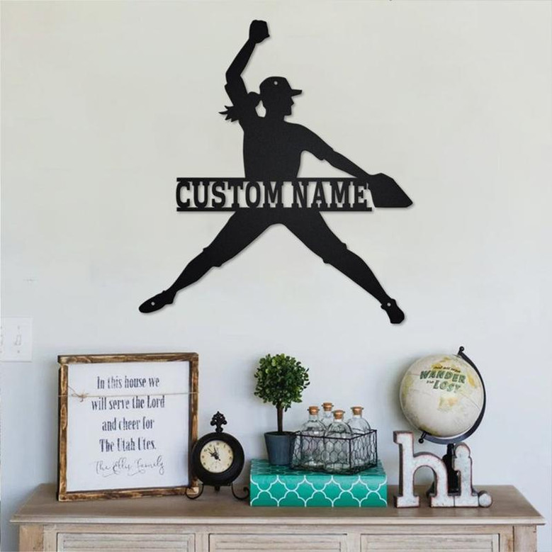 Custom Girl Solfball Metal Wall Art, Personalized Girl Solfball Name Sign Decoration For Room, Girl Solfball Home Decor,Custom Girl Solfball