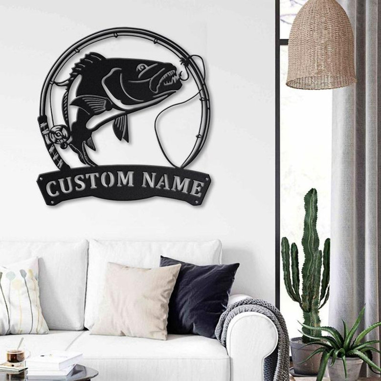 Personalized Snapper Fishing Fish Pole Metal Sign Art | Custom Snapper Fishing Metal Sign | Fishing Lover Home Decor | Snapper Fishing Gift