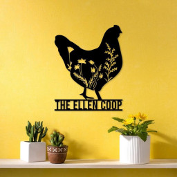 Personalized Floral Chicken Farm Sign, Hen House Decor, Outdoor Decor, Farmer Gift, Chicken Lover Gift, Hen Coop Sign