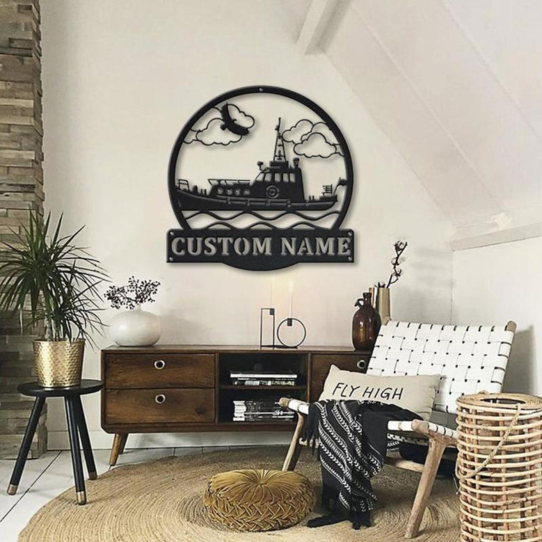 Personalized Tugboat Monogram Metal Sign Art | Custom Tugboat Metal Sign | Tugboat Gifts Funny | Ship Gift | Tugboat Custom