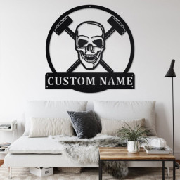 Custom Steelworker Skull Metal Wall Art, Personalized Steelworker Name Sign Decoration For Room, Steelworker Home Decor, Custom Steelworker