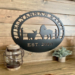 Mule & Horse Ranch Sign Rodeo Sign Metal Farm Sign Personalized Ranch Sign Farm Gate Sign Custom Metal Sign Christmas Gift