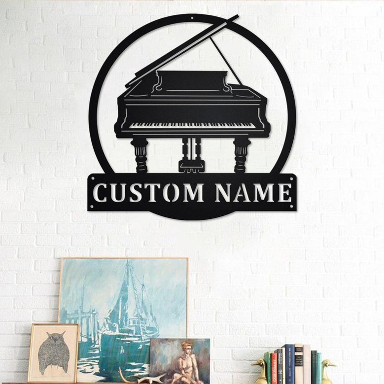 Custom Grand Piano Metal Wall Art, Personalized Grand Piano Name Sign Decoration For Room, Grand Piano Home Decor, Custom Grand Piano