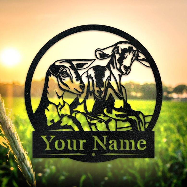 Custom Goats on a Fence Metal Sign Decor – Personalized Metal Goats Sign