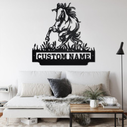 Custom Crazy Horse Running Metal Wall Art, Personalized Horse Name Sign Decoration For Room, Horse Home Decor, Custom Horse,Horse Lover Gift