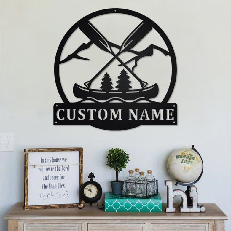 Custom Outdoor Canoeing Metal Wall Art, Personalized Canoeing Name Sign Decoration For Room, Canoeing Home Decor, Custom Canoeing, Camping