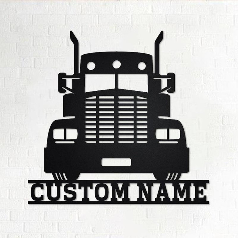 Custom Truck Car Metal Wall Art, Personalized Truck Driver Name Sign Decoration For Room, Truck Car Home Decor, Trucker Gift